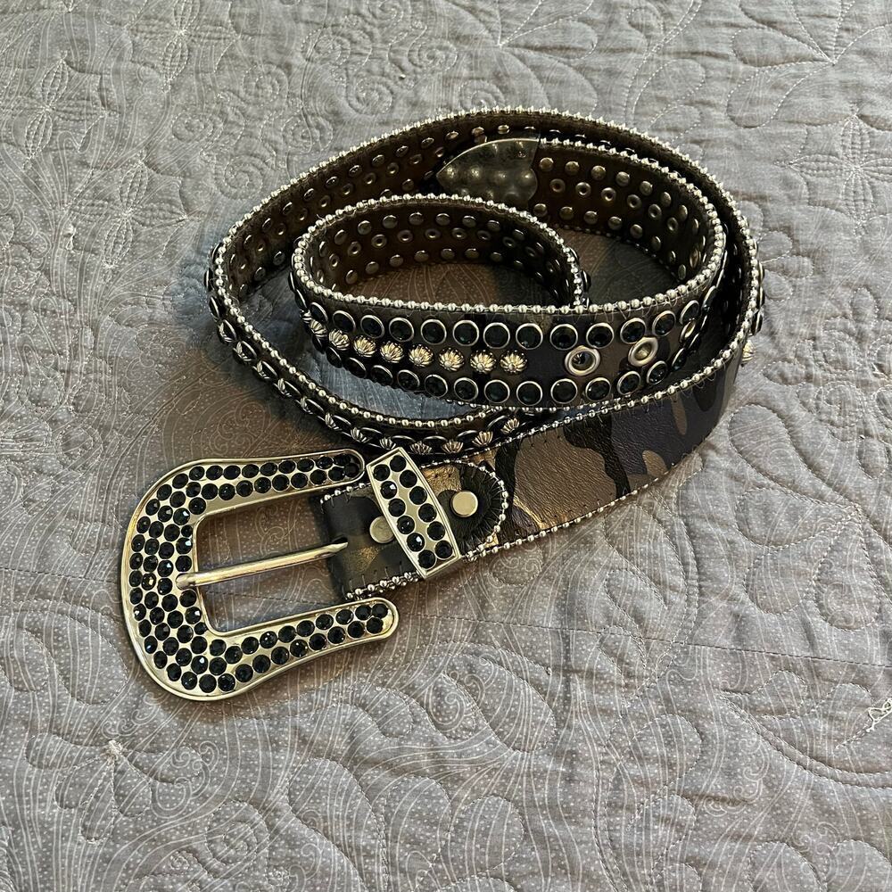 Elite vintage‎ western camo bling studded belt